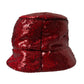 Dolce & Gabbana Red Sequined Nylon Bucket Hat Men