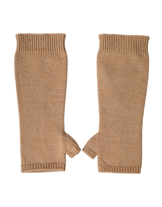 Dolce & Gabbana Brown Cashmere Knitted Finger Less Gloves