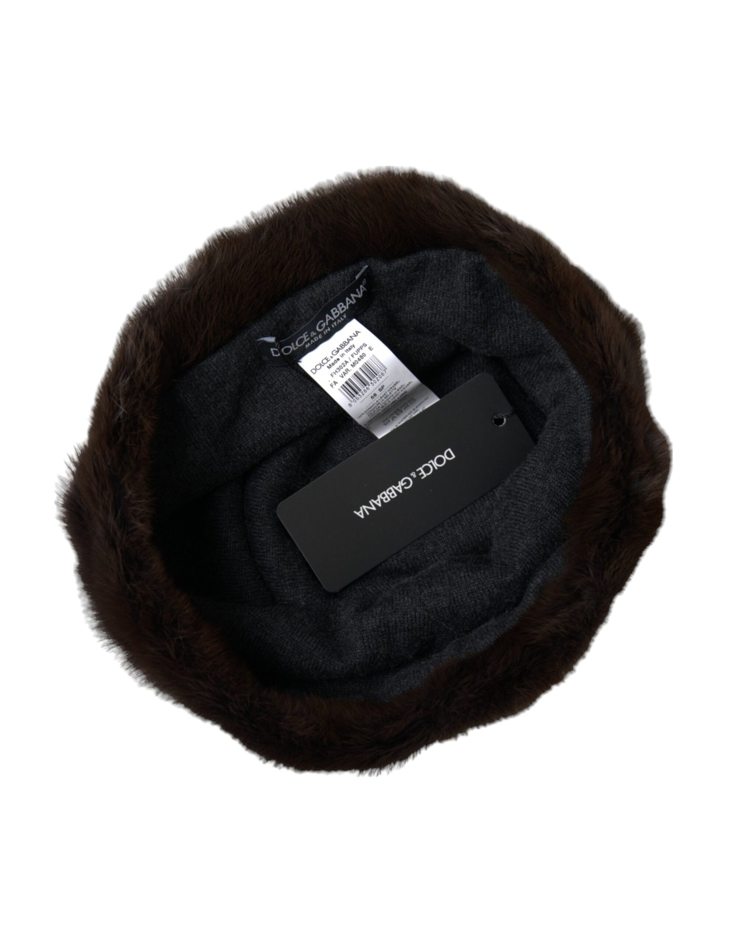 Dolce & Gabbana Brown Weasel Fur Womens Cashmere Hat Beanie