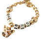 Dolce & Gabbana Gold Tone Brass Chain MY DOG Heart Bracelet