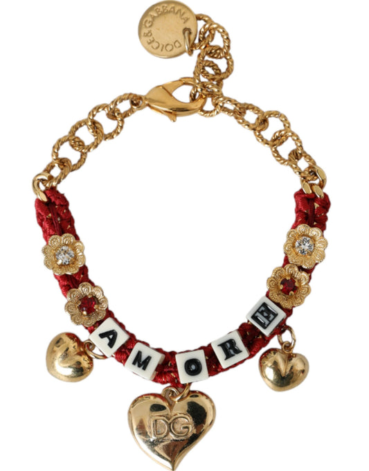 Dolce & Gabbana Gold Tone Brass Chain AMORE Fashion Bracelet