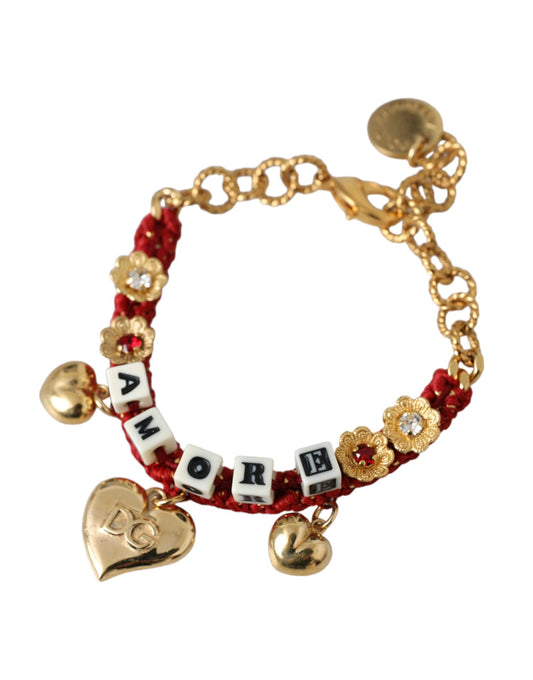 Dolce & Gabbana Gold Tone Brass Chain AMORE Fashion Bracelet