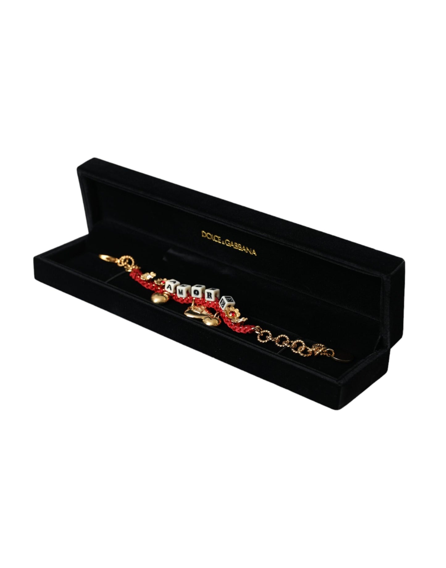 Dolce & Gabbana Gold Tone Brass Chain AMORE Fashion Bracelet