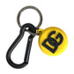 Dolce & Gabbana Yellow Rubber DG Logo Round Brass Metal Keyring Keychain