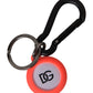 Dolce & Gabbana Red Orange Rubber DG Logo Round Metal Keyring Keychain