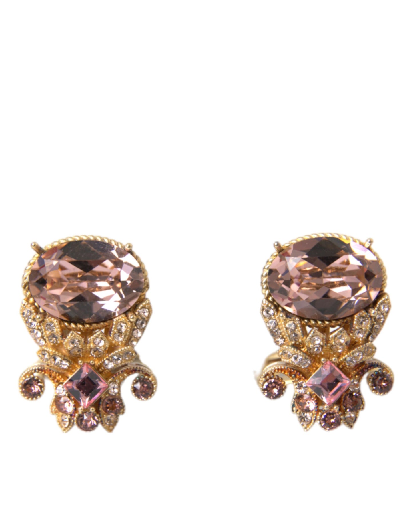 Dolce & Gabbana Gold Tone 925 Sterling Silver Crystal Cufflink