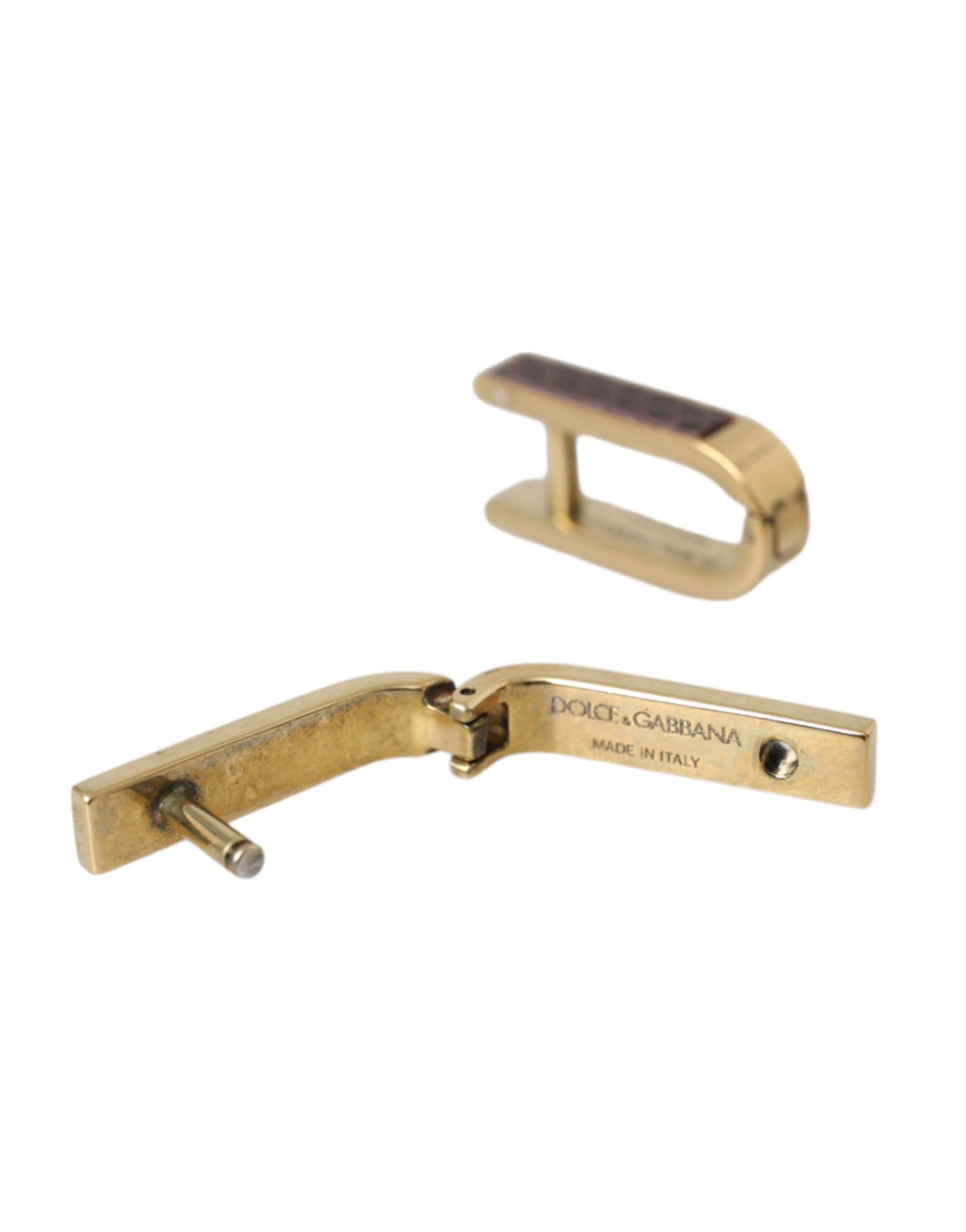 Dolce & Gabbana Gold Plated Metal Brass Pin Men Cufflinks