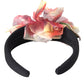 Dolce & Gabbana Rose Pink Silk Floral Black Tiara Women Hairband Diadem