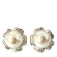 Dolce & Gabbana Gold Tone Maxi Faux Pearl Floral Clip-on Jewelry Earrings