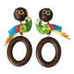 Dolce & Gabbana Multicolor Parrot Wood Brass Crystal Embellished Earring