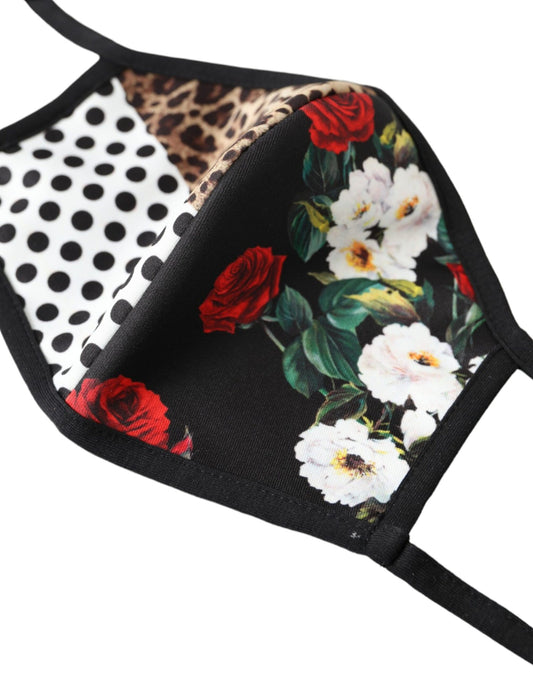 Dolce & Gabbana Multicolor Leopard Floral Elastic Ear Strap Face Mask