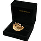 Dolce & Gabbana Gold Brass Leaf Embellished Jewelry Brooch Hair Pin