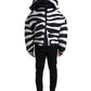 Dolce & Gabbana Black White Stripes Hooded Puffer Jacket