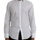 Dolce & Gabbana Black White Striped Formal Dress GOLD Shirt