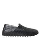 Dolce & Gabbana Black Woven Buffalo Leather Men Loafers Shoes