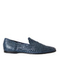 Dolce & Gabbana Blue Woven Leather Slip On Loafers Men Shoes