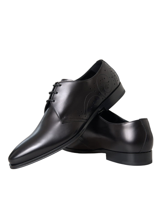 Dolce & Gabbana Black Leather Derby Men Formal Shoes Dress