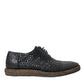 Dolce & Gabbana Black Woven Goat Leather Lace Up Derby Shoes