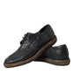 Dolce & Gabbana Black Woven Goat Leather Lace Up Derby Shoes