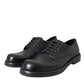 Dolce & Gabbana Black Horse Leather Derby Men Dress Shoes