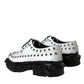 Dolce & Gabbana Black White Embellished Derby Formal Shoes