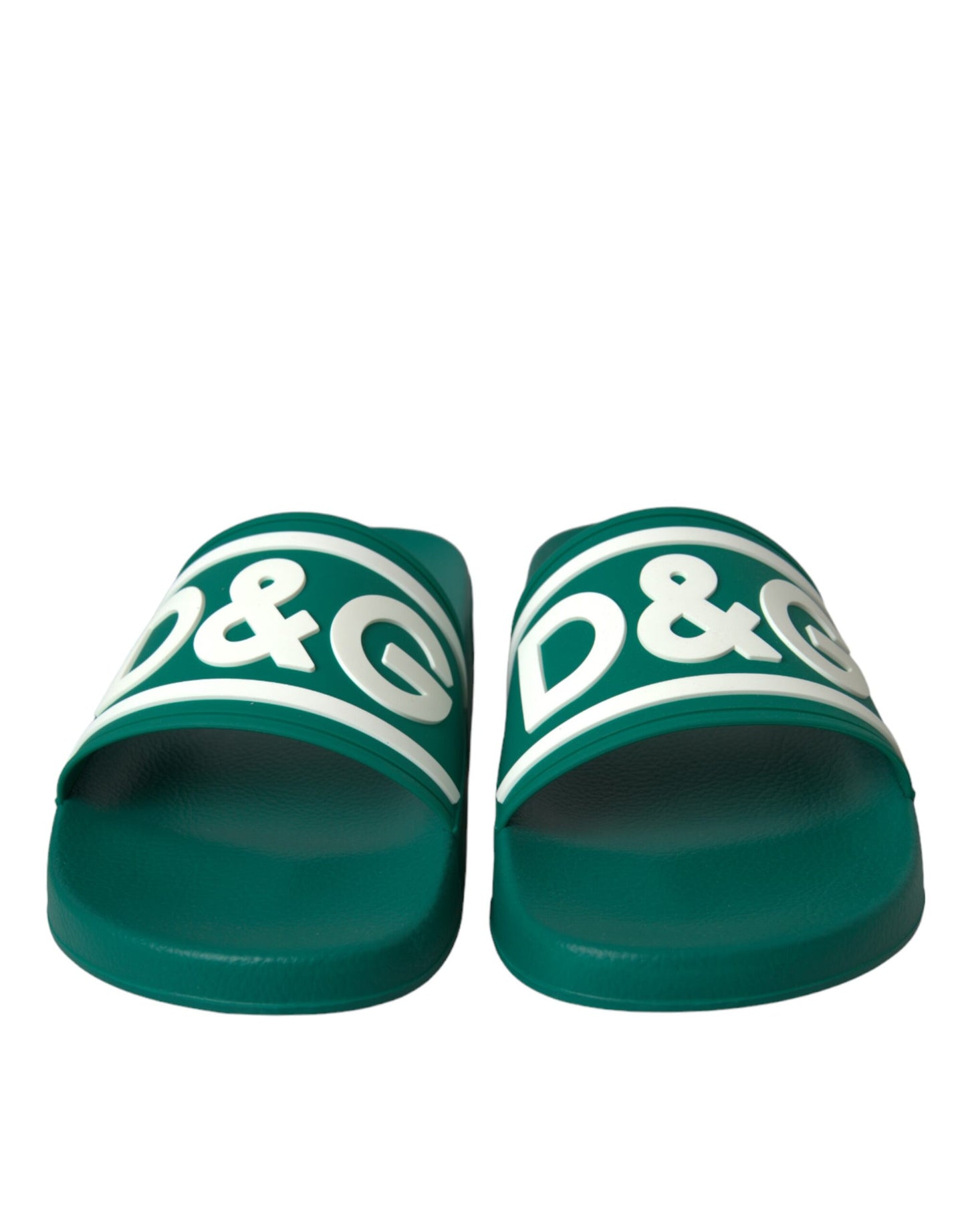 Dolce & Gabbana Green White Sandals Rubber Beachwear Shoes