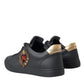 Dolce & Gabbana Black Leather Heart Embellished Sneakers Shoes