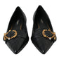 Dolce & Gabbana Black Devotion Leather Pointy Flats Shoes