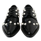 Dolce & Gabbana Black Leather Faux Pearl Dress Broque Shoes