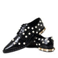 Dolce & Gabbana Black Leather Faux Pearl Dress Broque Shoes