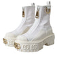 Dolce & Gabbana White Leather Rubber Logo Ankle Boots Shoes