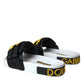 Dolce & Gabbana White Black Logo Beachwear Flats Sandals Shoes