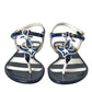 Dolce & Gabbana Blue Stripes Leather Studded Flats Sandals Shoes