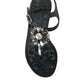 Dolce & Gabbana Black Crystal Flats Sandals Flip Flops Shoes