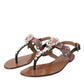 Dolce & Gabbana Multicolor Crystal Sandals Flip Flops Shoes