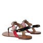 Dolce & Gabbana Multicolor Crystal Sandals Flip Flops Shoes