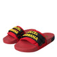 Dolce & Gabbana Red Black Logo Beachwear Flats Sandals Shoes