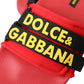 Dolce & Gabbana Red Black Logo Beachwear Flats Sandals Shoes