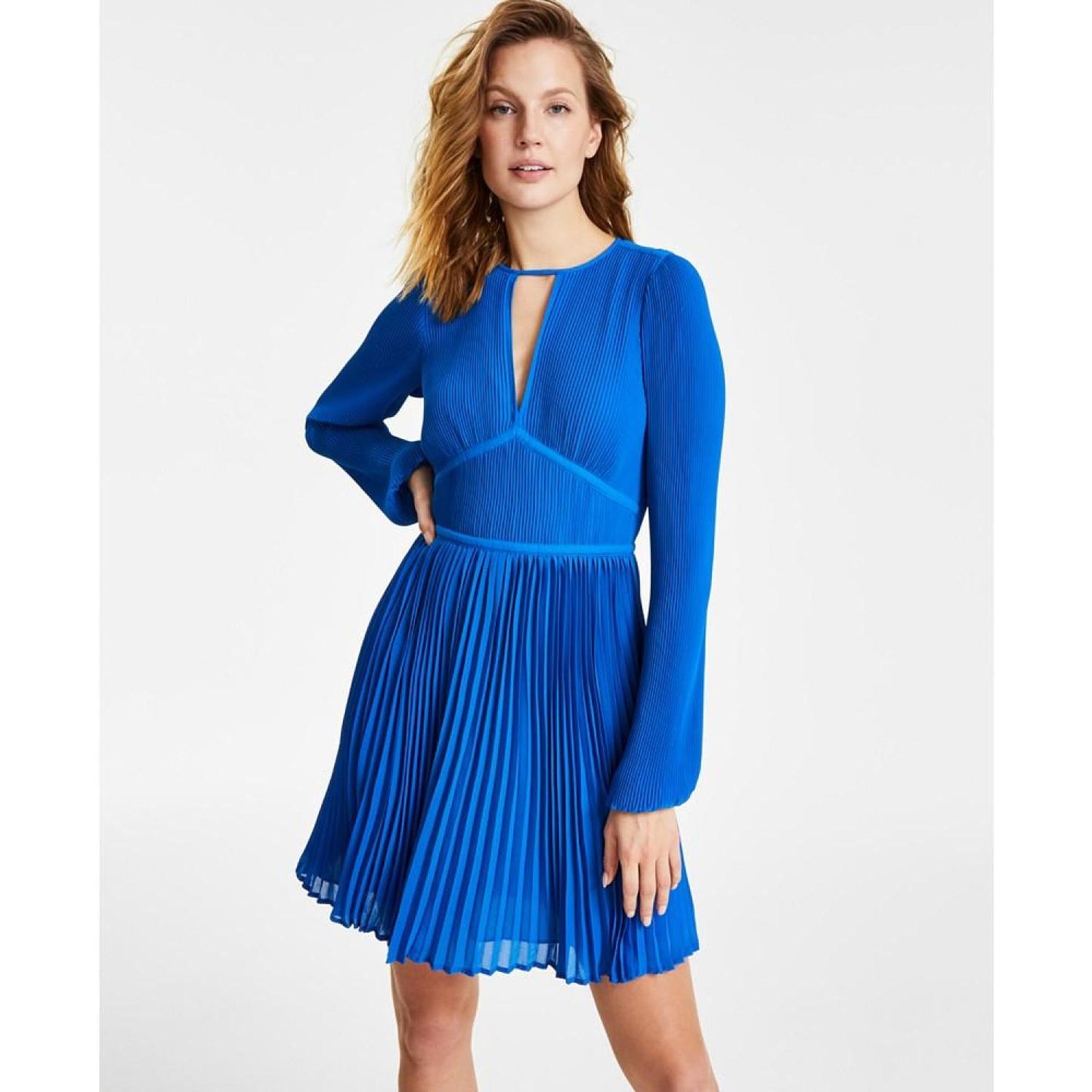 Women's Pleated Mini Dress, Regular & Petite