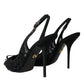 Dolce & Gabbana Black Tulle Ricamo Heels Slingbacks Shoes