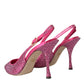 Dolce & Gabbana Pink Strass Crystal Heels Slingbacks Shoes