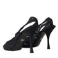 Dolce & Gabbana Black Lace Stretch Heels Slingbacks Shoes