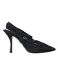 Dolce & Gabbana Black Lace Stretch Heels Slingbacks Shoes