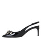 Dolce & Gabbana Black Patent Leather Crystal Slingback Shoes