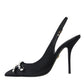 Dolce & Gabbana Black Crystal Embellished Slingback Shoes