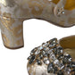 Dolce & Gabbana Gold Jacquard Crystal Mary Janes Pumps Shoes