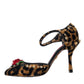 Dolce & Gabbana Brown Leopard Floral Crystal Mary Janes Pumps Shoes