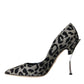 Dolce & Gabbana Silver Black Leopard Lurex Heels Pumps Shoes