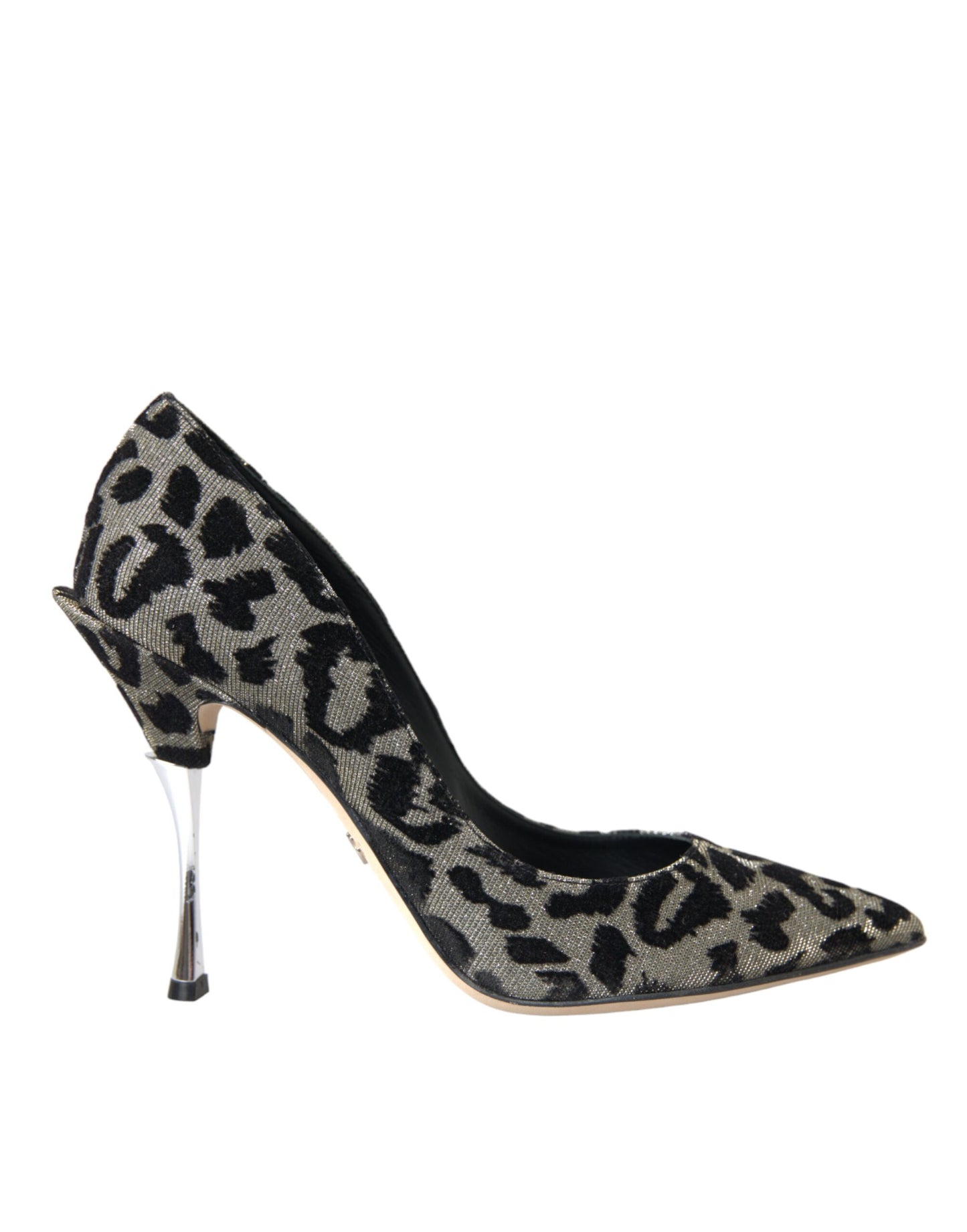 Dolce & Gabbana Silver Black Leopard Lurex Heels Pumps Shoes