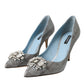 Dolce & Gabbana Light Blue Exotic Leather Crystal Bellucci Shoes